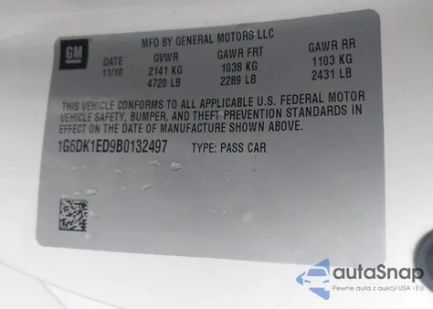 2011 Cadillac Cts Performance from USA, damaged, VIN 1G6DK1ED9B0132497